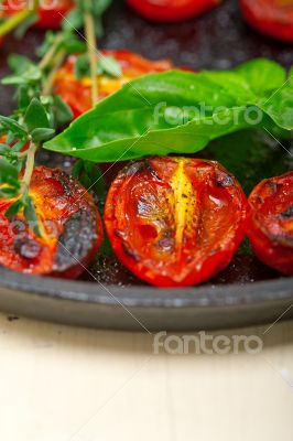 baked cherry tomatoes with basil and thyme