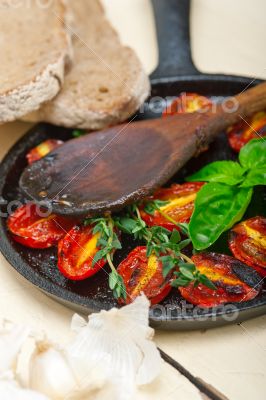 baked cherry tomatoes with basil and thyme