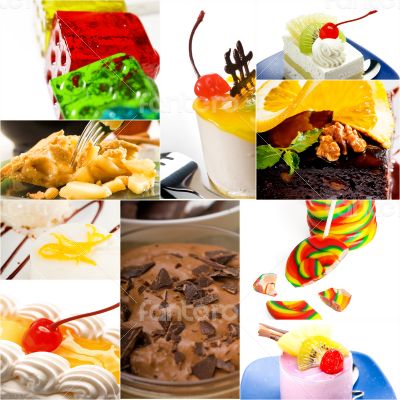 dessert cake and sweets collection collage