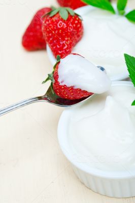 organic Greek yogurt and strawberry