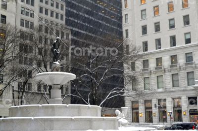 Pulitzer Fountain in winter