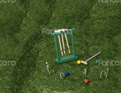 Croquet Set on the Lawn