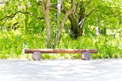 Summer landscape with empty pew