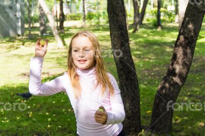 Cute girl with apples