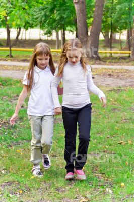 Cute two walking girls