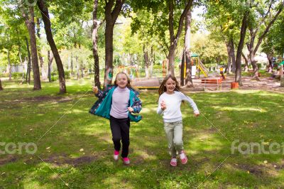 Cute two running girls