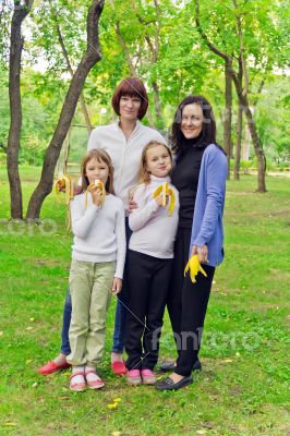 People are eating bananas