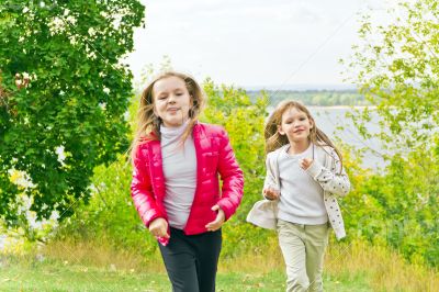 Cute two running girls