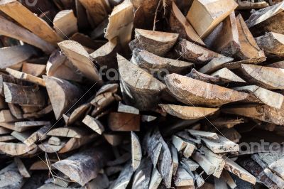 Pile of raw planks of pine wood