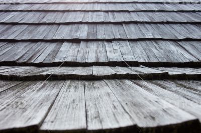 Old wooden shingle roof
