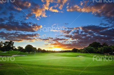 Sunset over the golf course