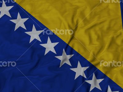 Close up of Ruffled Bosnia and Herzegovina flag