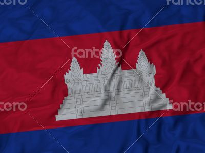 Close up of Ruffled Cambodia flag