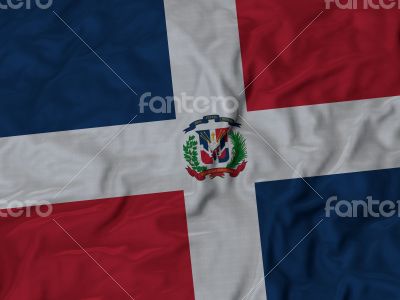 Close up of Ruffled Dominican Republic flag