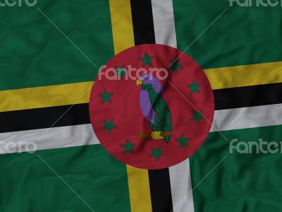 Close up of Ruffled Dominica flag