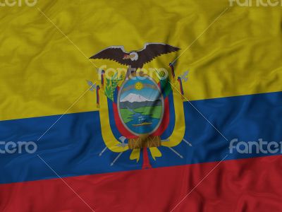 Close up of Ruffled Ecuador flag