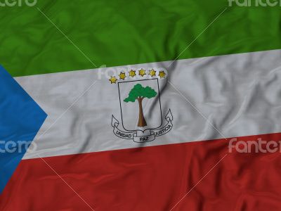 Close up of Ruffled Equatorial Guinea flag