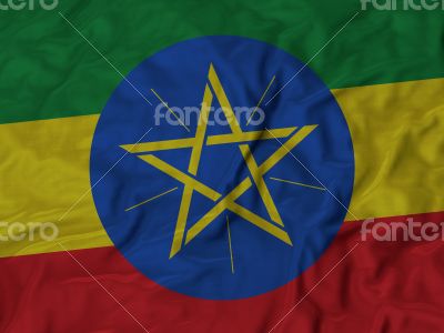 Close up of Ruffled Ethiopia flag