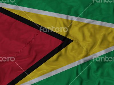 Close up of Ruffled Guyana flag