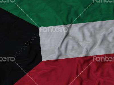 Close up of Ruffled Kuwait flag