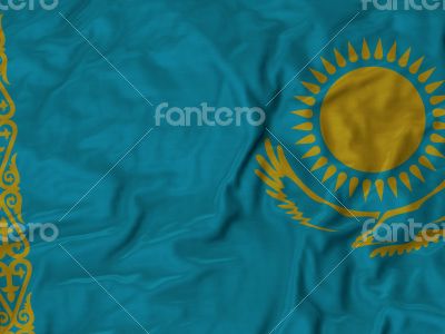 Close up of Ruffled Kazakhstan flag