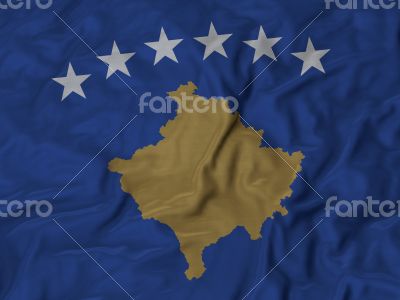 Close up of Ruffled Kosovo flag
