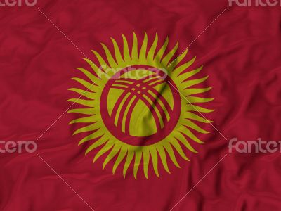 Close up of Ruffled Kyrgyzstan flag