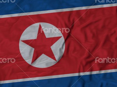 Close up of Ruffled North Korea flag