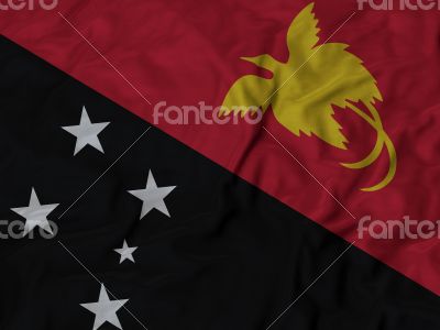 Close up of Ruffled Papua New guinea flag