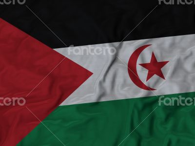 Close up of Ruffled Sahrawi Arab Democratic Republic flag