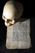 cranium and old manuscript