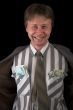 happy businessman on black