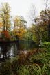 Lake in old park in the autumn