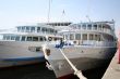 Two passenger motorships docked