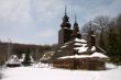 Old wooden church in winter scenic