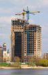 Cranes and building