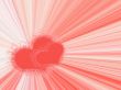 two red hearts on color background