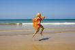 beach, girl, ocean, sea, sand, sun, jump