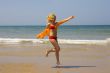 beach, girl, ocean, sea, sand, sun, jump