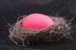 a pink easter egg in a birds nest