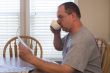 man drinking coffee