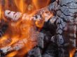 Flaming wooden logs