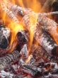 Flaming wooden logs