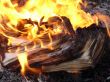 Flaming wooden logs