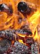 Flaming wooden logs