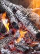 Flaming wooden logs