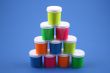 colorful paints close-ups blue background