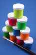 colorful paints close-ups blue background