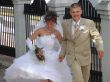 Running young happy adult just married newlyweds