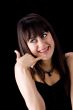 Brunette with brackets on teeth calling